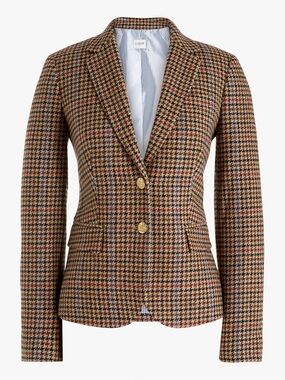 J. Crew Women's Houndstooth Blazer - Brown Blue Multi